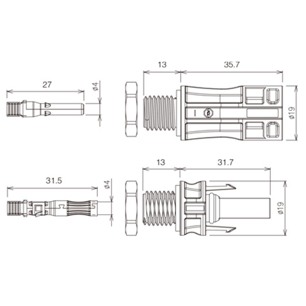 PV4.0 1500VDC Panel Connector